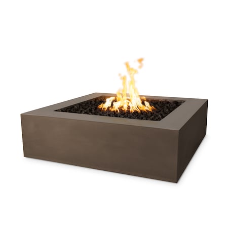 The Outdoor Plus 42 Square Quad Fire Pit, GFRC Concrete, Chocolate, Low Voltage Electronic Ignition, Liquid Propane OPT-QD42EKIT-CHC-LP